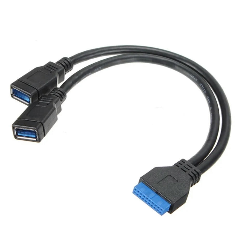 FOR 2 Port USB 3.0 A Female to 20 Pin Header Motherboard Cable Internal ...