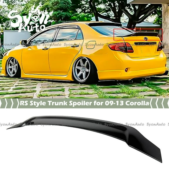 FOR 2009-2013 TOYOTA COROLLA RS STYLE GLOSSY BLACK HIGH KICK TRUNK SPOILER WING