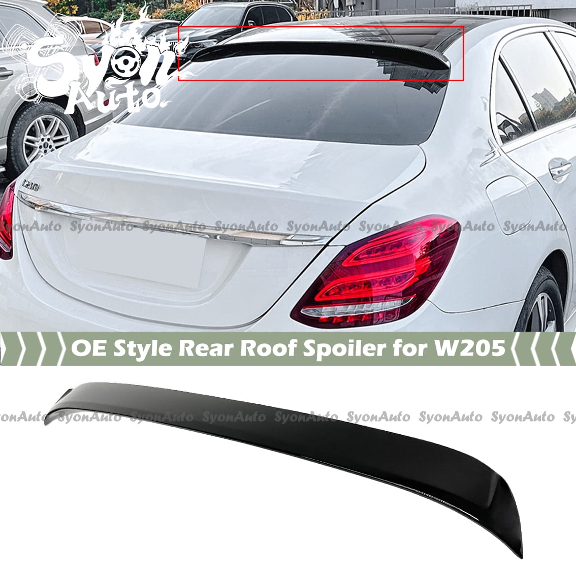 FOR 2015-2021 MERCEDES BENZ W205 SEDAN OE STYLE GLOSS BLACK REAR ROOF ...