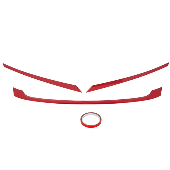 FOR 2016-2021 HONDA CIVIC JDM GLOSSY RED ABS FRONT GRILL TRIM COVER GARNISH- 3PC