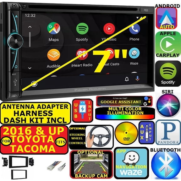 FOR 2016 & UP TACOMA NAV BLUETOOTH CD/DVD CARPLAY ANDROID AUTO CAR RADIO STEREO