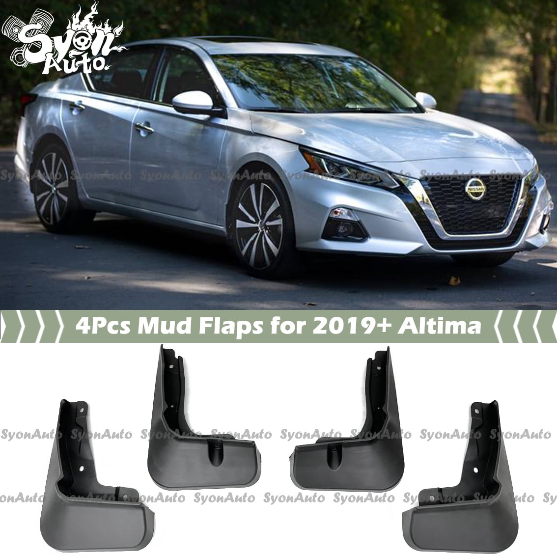 FOR 2019-2024 NISSAN ALTIMA BLACK PLASTIC 4PC MUD FLAP SPLASH GUARD MUDGUARD SET