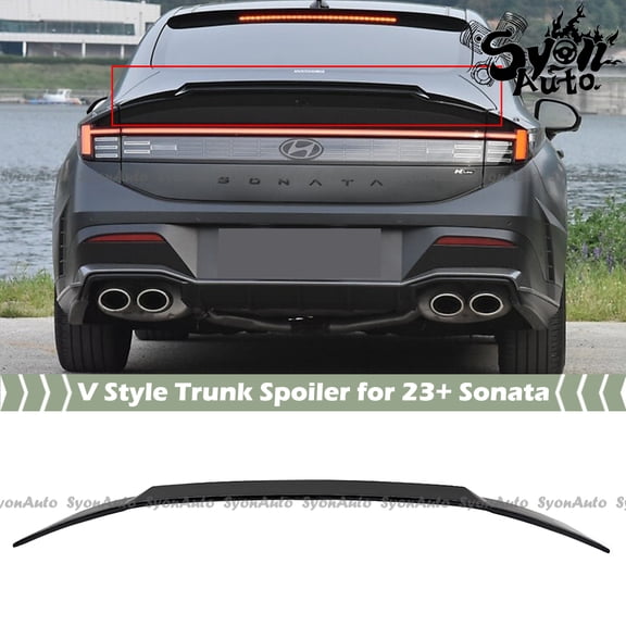 FOR 2023-2026 HYUNDAI SONATA GLOSSY BLACK V STYLE REAR TRUNK SPOILER WING LID