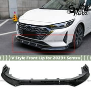FOR 2024+ NISSAN SENTRA GLOSSY BLACK V STYLE 3 PCS FRONT BUMPER LIP SPLITTER KIT