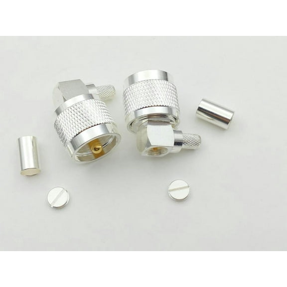 FOR 20pcs copper Silver plated UHF PL259 male plug RIGHT ANGLE crimp For RG8X Coaxial Coax Cable