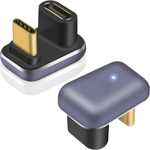 240W, 2Pack U Shape USB C Adapter 40Gbps, USB C 180 Degree Angled USB C Extender Connector Support 8k Video Audio Display for
