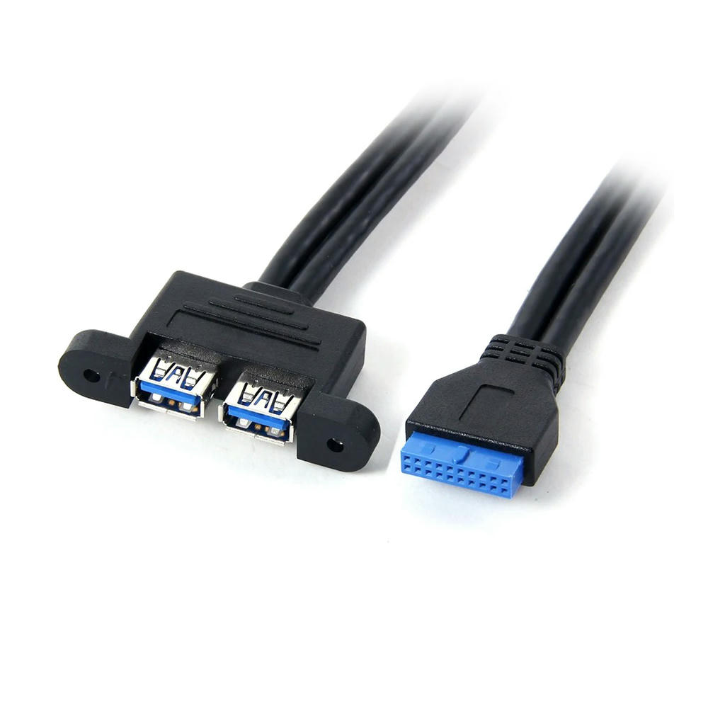 USB 3.0 Buchse Rückwand – 80 Mm Flach, Mit 20-Pin-Kabel Für Motherboard-Anschluss