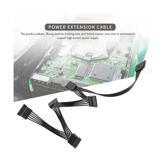 FOR 2PCS 15 Pin SATA Power Extension Hard Drive Cable 1 Male to 5 Female Power Supply Splitter Adapter Cable