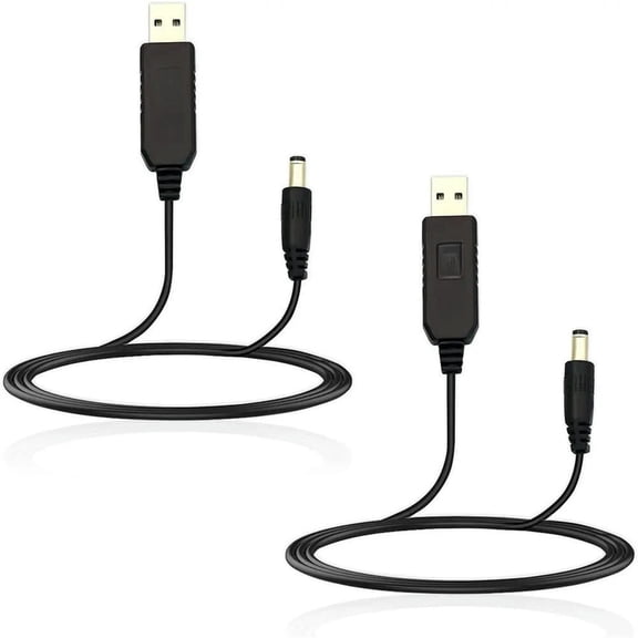 FOR 2Pack USB to DC Power Cable, 5V to 12V Step Up Charging Converter with 5.5 x 2.1mm Plug Barrel Jack for Devices That Need