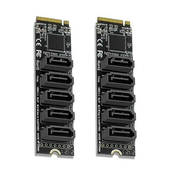 FOR 2Pcs Adapter Card JMB585 Chipset 5 Port Hard Disk Drive Computer Expansion Card For M.2 SATA 6GB M2 PCIE To SATA 3.0
