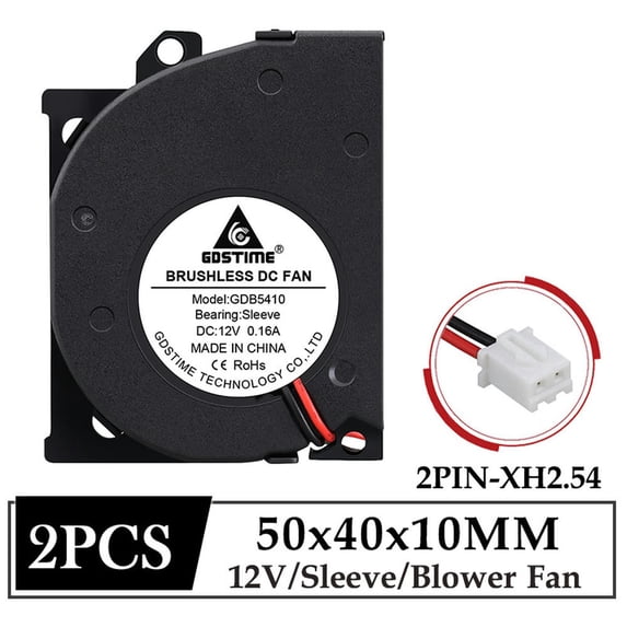 FOR 2Pcs DC 12V 50x40x10MM 50MM Turbo Centrifugal Blower Fan 5410 5CM Mini Radial Brushless 3D Printer Cooling Fan