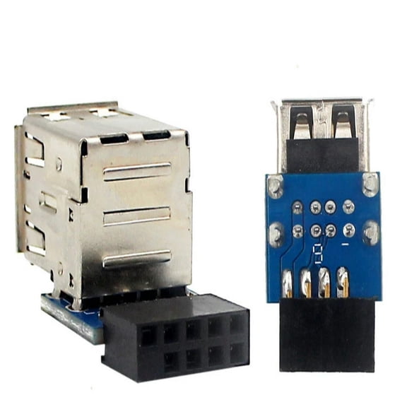 FOR 2Pcs/lot Motherboard 9Pin to Dual USB2.0 PC Hardware Cable Adapter with Built-in USB Interface