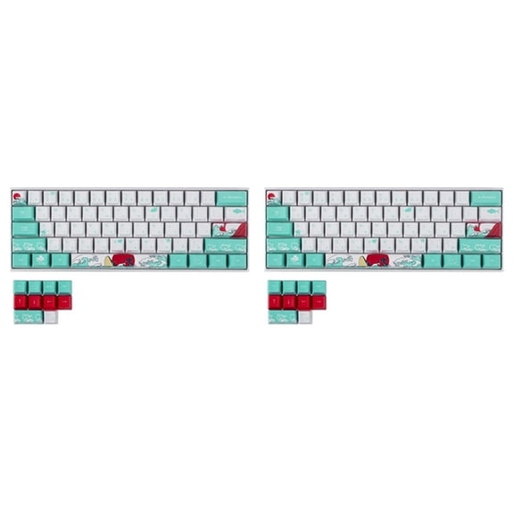 FOR 2X 60% PBT Keycaps Set Profile For MX Switches Mechanical Gaming Keyboard GK61 64 (Coral Sea Japanese)