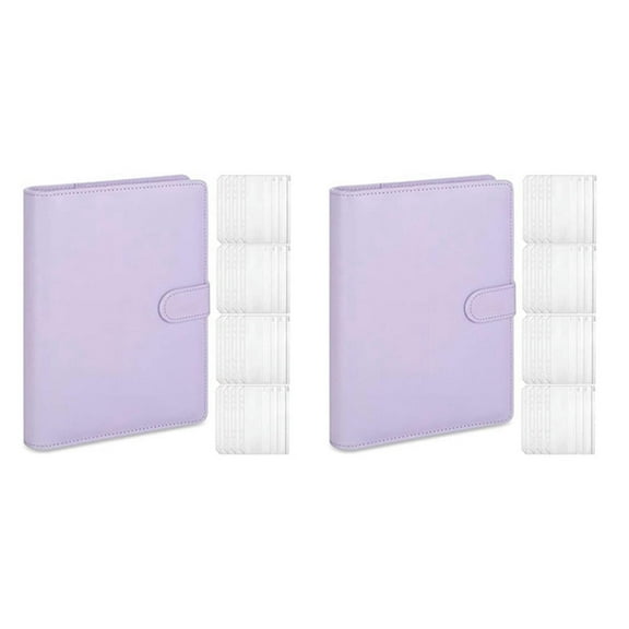 FOR 2X A5 Leather Notebook Binder With 32Pc A5 Plastic Binder Pockets,Budget Envelope System,A5 Budget Planner Binder Cover