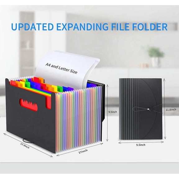 FOR 2X File Organizer,Expandable File Folder,Portable Folder Letter Size,For Paper Documents A4 Letter Size