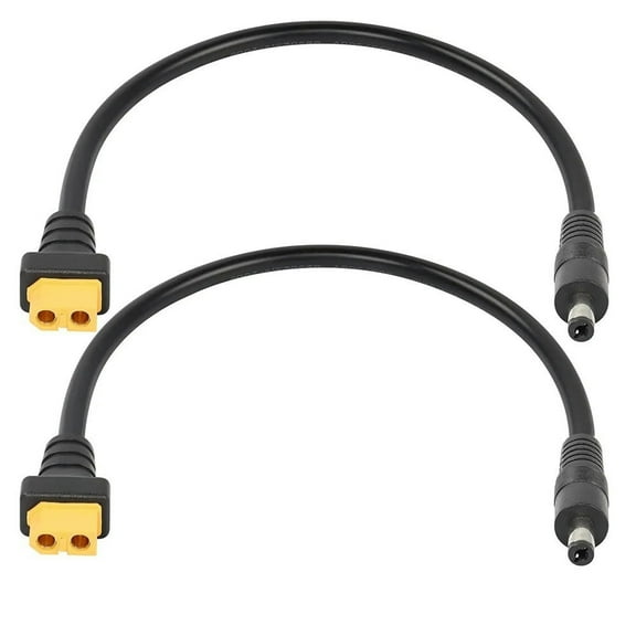 2pack Charging Cable XT60 Female Bullet Connector to Male DC 5.5mm X 2.1mm Power Cable FPV Monitor Power
