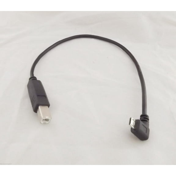 FOR 2pcs USB 2.0 B Male Plug To USB Micro 5 Pin Male Right Angled Adapter Cable 25cm
