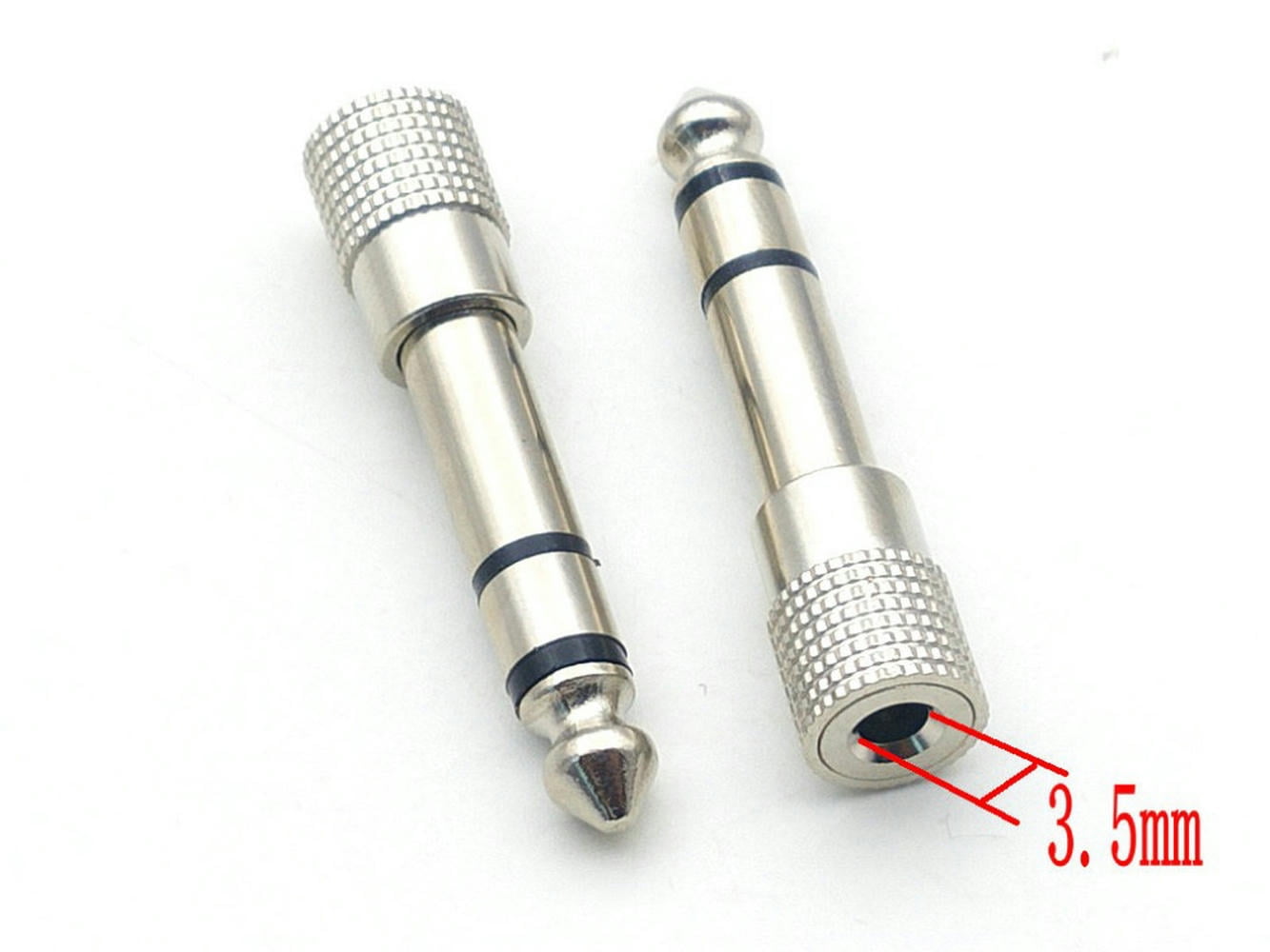 FOR 2pcs metal Audio 6.3mm Male Plug to 3.5mm Female Jack Aux Stereo TRS