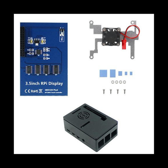 FOR 3.5 Inch Resistive Touch Display Screen 480X320 LCD Display Screen+Fan Bracket+Housing for Pi 4B 3B+/3B/Zero W