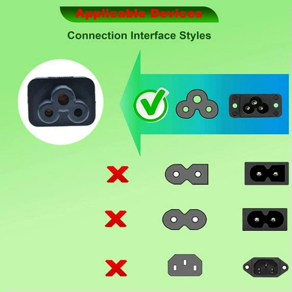 FOR 3 Prong Short Power Cord 1ft 5-15P Male to IEC 320 C5 Female Laptop Power Replacement Cord for Notebook Computer 0.3m