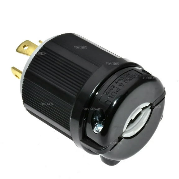 FOR 30 Amp 250 Volt 3-phase L15-30P 3P 4W Locking Industrial Grade Grounding Black-White