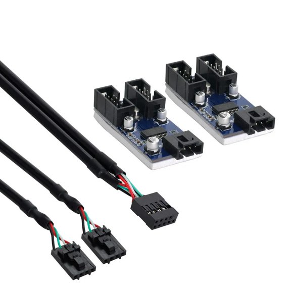 FOR 30cm HUB Connector for Adapter Card USB 2.0 Header 1 to 2 / 4 Extension Cable Port 9pin Male to Female Black