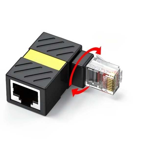 FOR 360 Rotatable Network Plug RJ45 Adapter 90 Degrees Right Angle Elbow Connector Male to Female Converter rj45