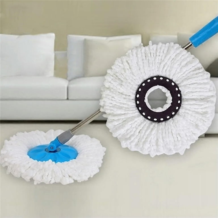 3-Pack Round Microfiber Mop Replacement Pads - Adhesive Backing For Flat Spin Mops, Wet/Dry Use