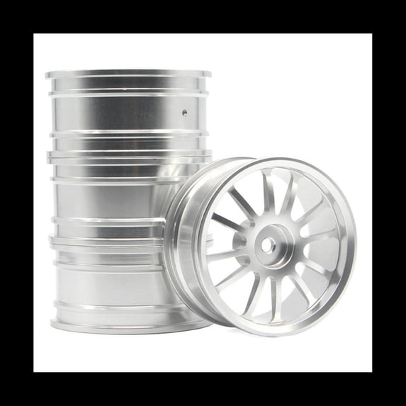 FOR 4 Pcs Universal 1.9-Inch Aluminum Alloy Wheel Suitable for 1/10 SCX10 Simulation Flat Sports Car,Silver