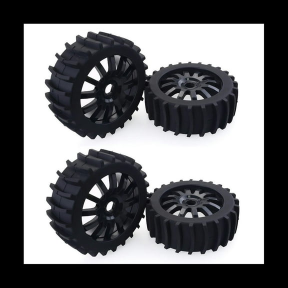 FOR 4Pcs 120Mm Snow Sand Paddle Tire Wheel Tyre 17Mm Hex for 1/8 Team Baja RC Car,Black