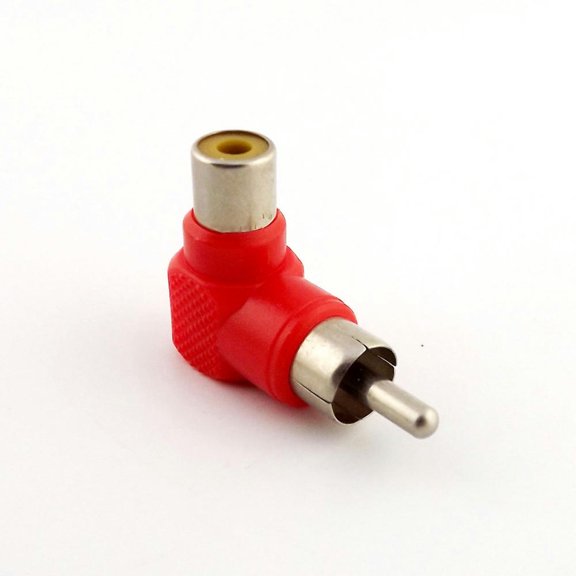 FOR 4pcs Red/Black RCA Male to RCA Female Right Angle AV Audio Nickel
