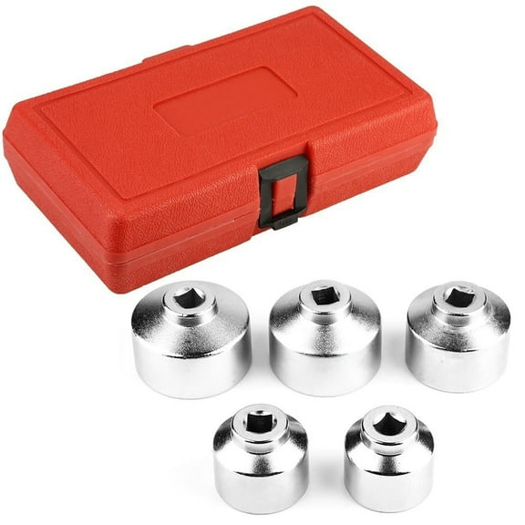 FOR 5Pcs Oil Filter Wrench Cap Socket Drive Remover Tool Set 24mm 27mm 32mm 36mm 38mm