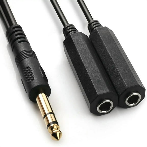 FOR 6.35mm 1/4 Inch Male Stereo to Two 6.35mm 1/4 inch Female TS Stereo Breakout Cable, Y Splitter Adapter Cable 0. (1FT)