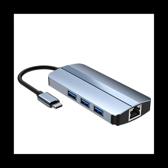 FOR 6-In-1 USB C Hub Docking Station Type C USB HUB USB3.0 RJ45 1000Mbps SD TF Card Reader PD 100W Charger -Compatible