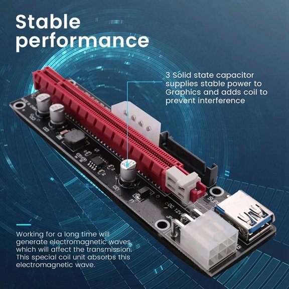 FOR 6 PCS PCI-E GPU Riser Express Cable 16X To 1X With LED Graphics Extension ETH Mining Powered Riser Adapter Card