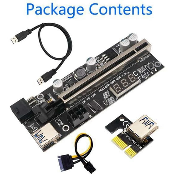FOR 6 Pack Riser Card PCIE Riser 1X To 16X Graphics Extension With Temperature Sensor For GPU Mining Riser Adapter