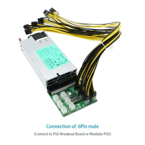 FOR 6-Pin Pci-E To 8-Pin (6 + 2) Pci-E (Male To Male) Gpu Power Cord 50 Cm For Graphics Card Mining Server Breakout Board