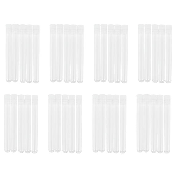 FOR 600Pcs Clear Plastic Test Tube With Cap 12X100mm U-Shaped Bottom Long Transparent Test Tube Lab Supplies