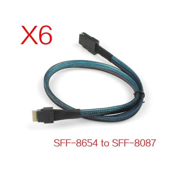 FOR 6pcs Slim Line SAS 4.0 SFF-8654 4i Adapter Cable ,38 Pin Host to Mini SAS 4i SFF-8087 36 Pin Target Data Cable Connector