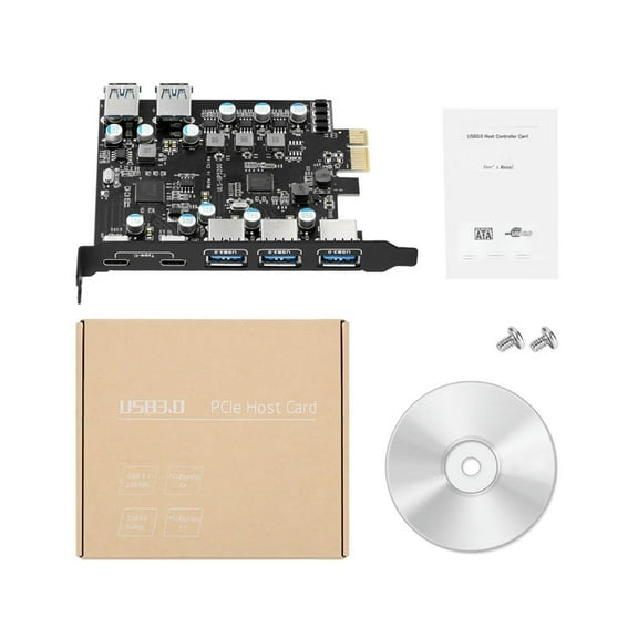 FOR 7-Port PCI-E to Type C (2) with 2 Rear USB 3.0 Ports PCI Express Card Desktop PC PCI-E to USB 3.0 Expansion Card