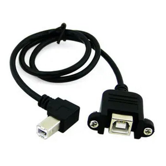 FOR 90 Degree Angled USB B Male to Female Extension Cable w Screw for Panel Mount U2-132-0.5M