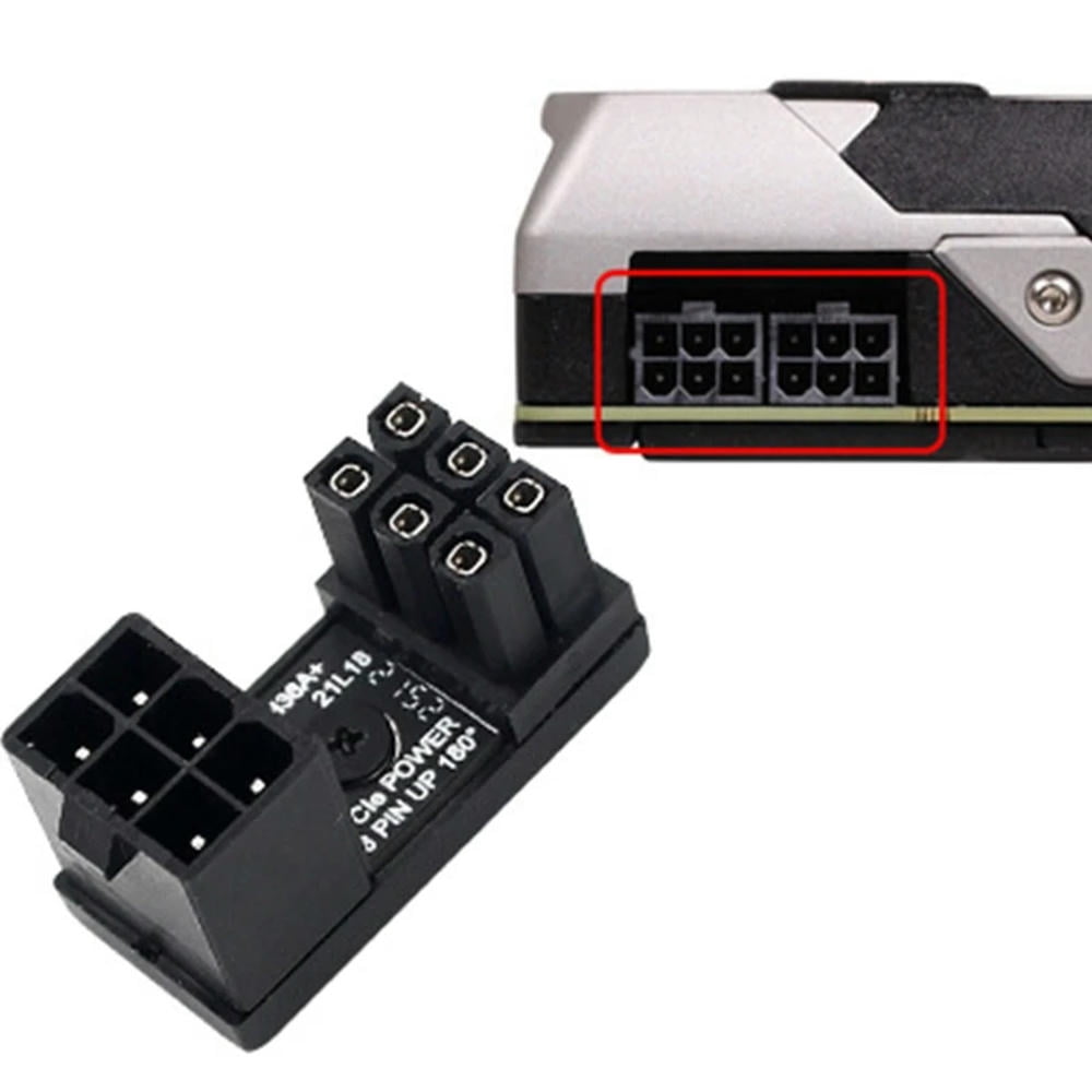 FOR ATX 8pin 6pin Male 180 Degree Angled to 8 6pin Female Power Adapter ...