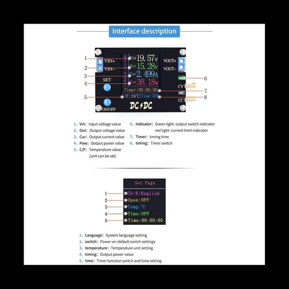 FOR Automatic DC Boost/Down Converter Power Supply Module CC CV 0.5-30V 3A 35W Adjustable Power Supply Voltmeter Without Fan