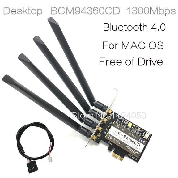 FOR BCM94360CD 1300Mbps Dual Band 2.4G/5G 802.11AC Desktop PCI-E Wireless Card PC Wifi Adapter Bluetooth 4.0