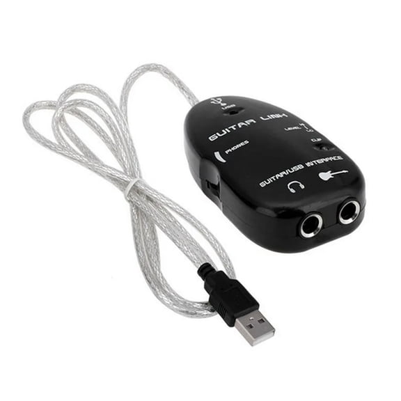 FOR Black Easy Plug and Play Guitar Link to USB Interface Cable for PC and Video Recording 24