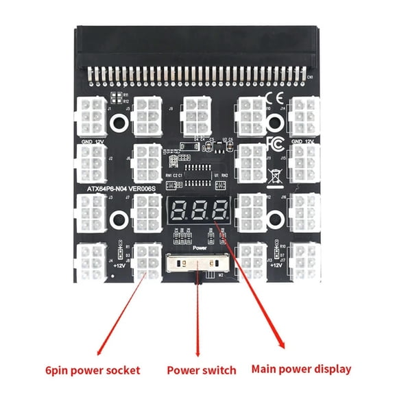 FOR Breakout Board 17 Port 6Pin LED Display Power Module Server Card 6Pin To 8Pin Cable For 1200W 750W PSU GPU BTC Mining