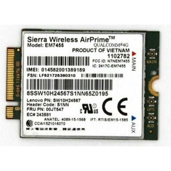 FOR Card for 00JT547 4G GOBI6000 EM7455 LTE Module Card X260 T460 P70