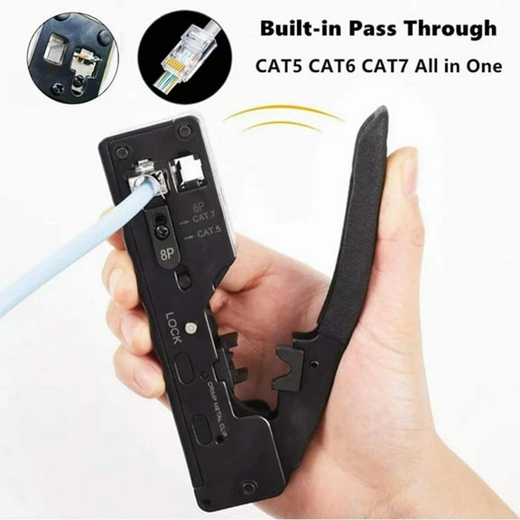 FOR Cat5 Cat6 Cat7 Pass Through Crimper for RJ45 RJ12 RJ11 Network Connectors Modular Plugs Ethernet Cables EZ Crimp Tool