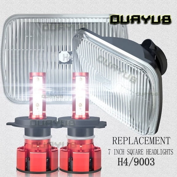 FOR Chevrolet K1500 K2500 K3500 1988-99 Pickup 5x7'' 7x6'' LED Crystal Clear Glass Lens Headlight Set