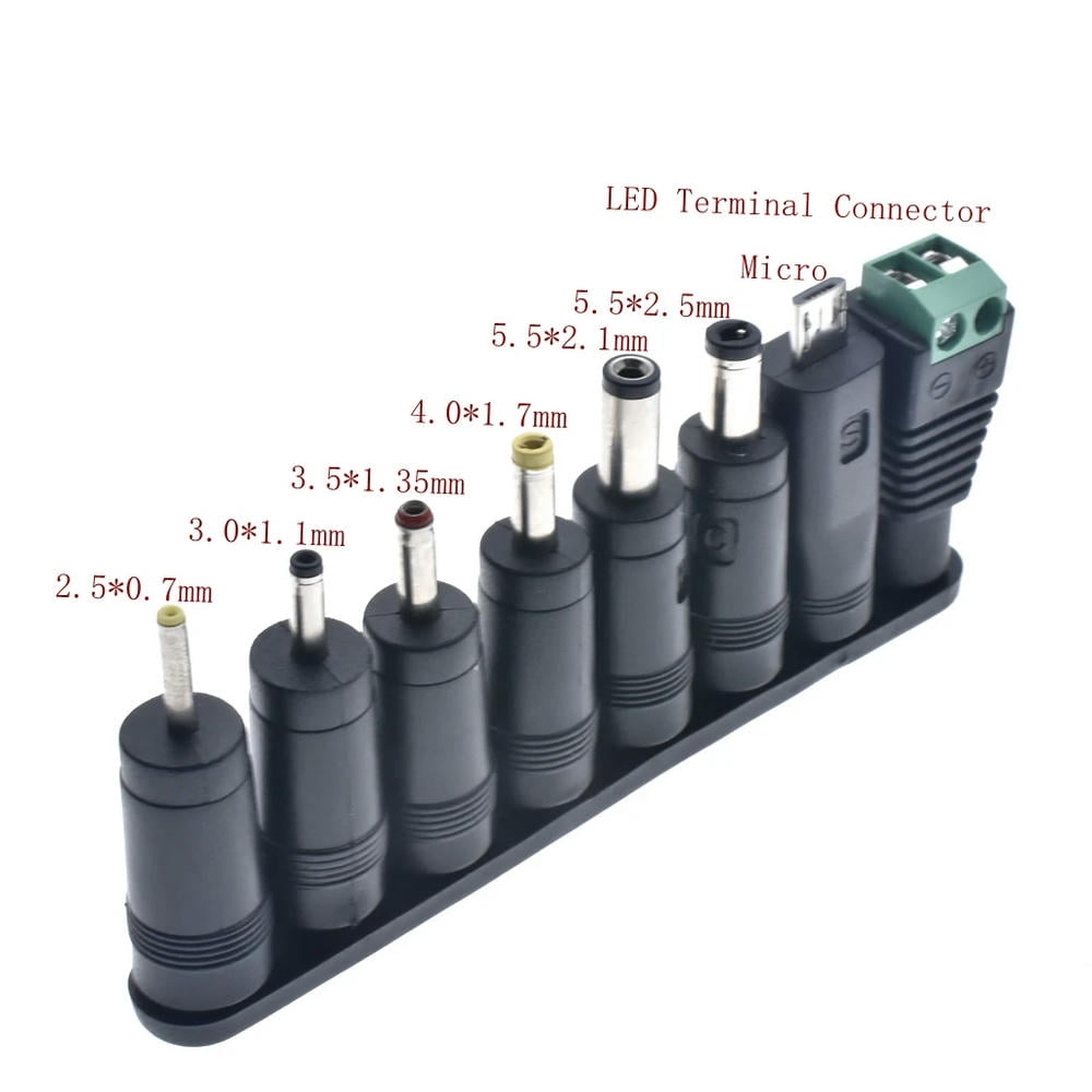 FOR DC Power Supply Jack Sets 5.5x2.1mm Female To 8 Male Tips Connector ...